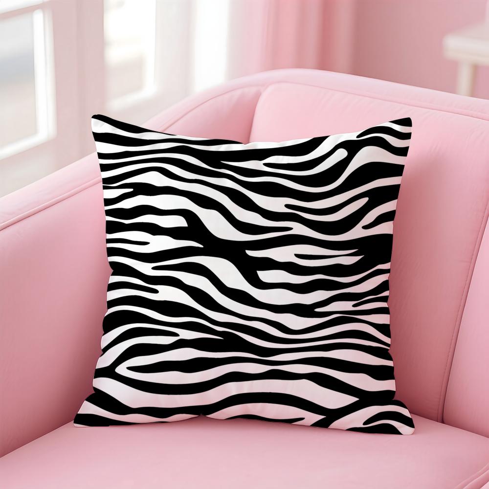 BBlack and White Patterns Cushion Cover Pillow Case Soft Friendly Fabric Concealed Zipper