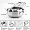 Tempura Fry Pot, Stainless Steel Tempura Deep Fryer with Thermometer, 8 Inches, Mini Size Perfect for 2-3 People