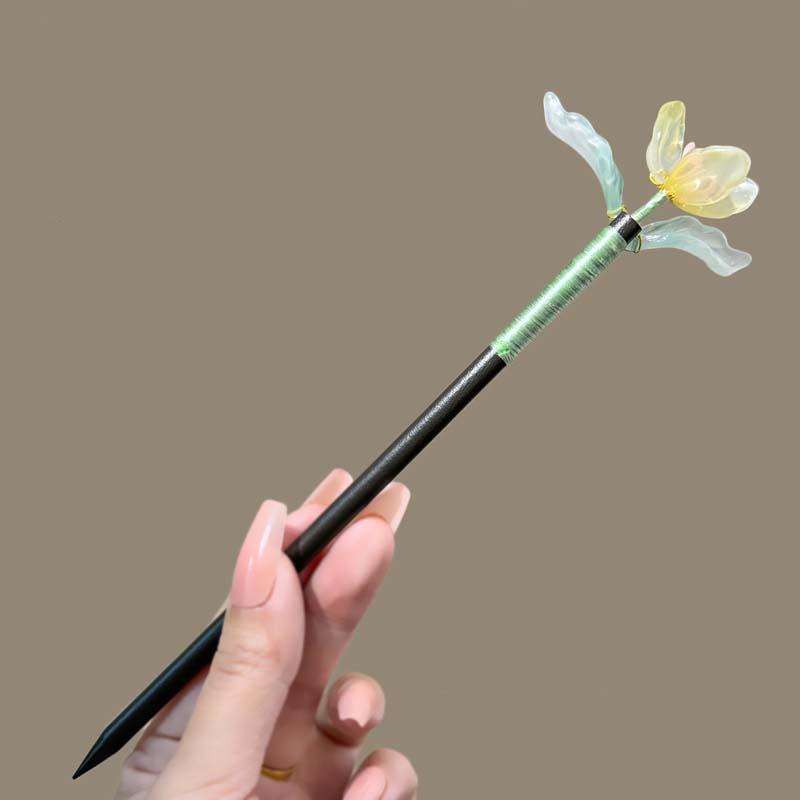 

Новые деревянные палочки для волос в китайском стиле с цветами для женщин, классические палочки для волос с лепестками и листьями для пучков, заколки для волос, украшения для волос