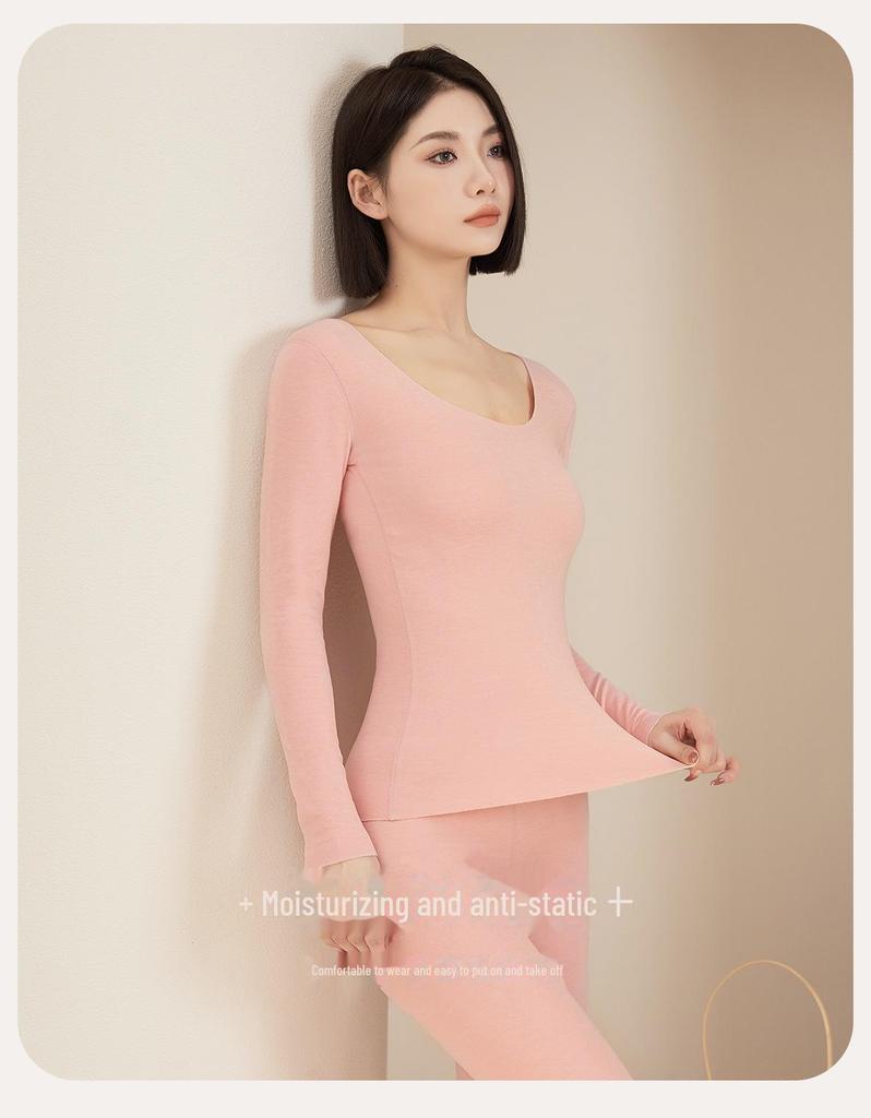 Damski Wysokoelastyczny Termiczny Garnitur z Niemieckiego Aksamitu - Kaszmirowy Jedwab Dwustronne Ogrzewanie Jesienne Ubrania i Spodnie