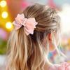 Pink Birthday Hair Bow for Baby 1-6 Years Glitter Sequin Party Hairpin Satin Ribbon Bow with Elastic Tie & Metal Clip Sparkling Number Hair Accessory