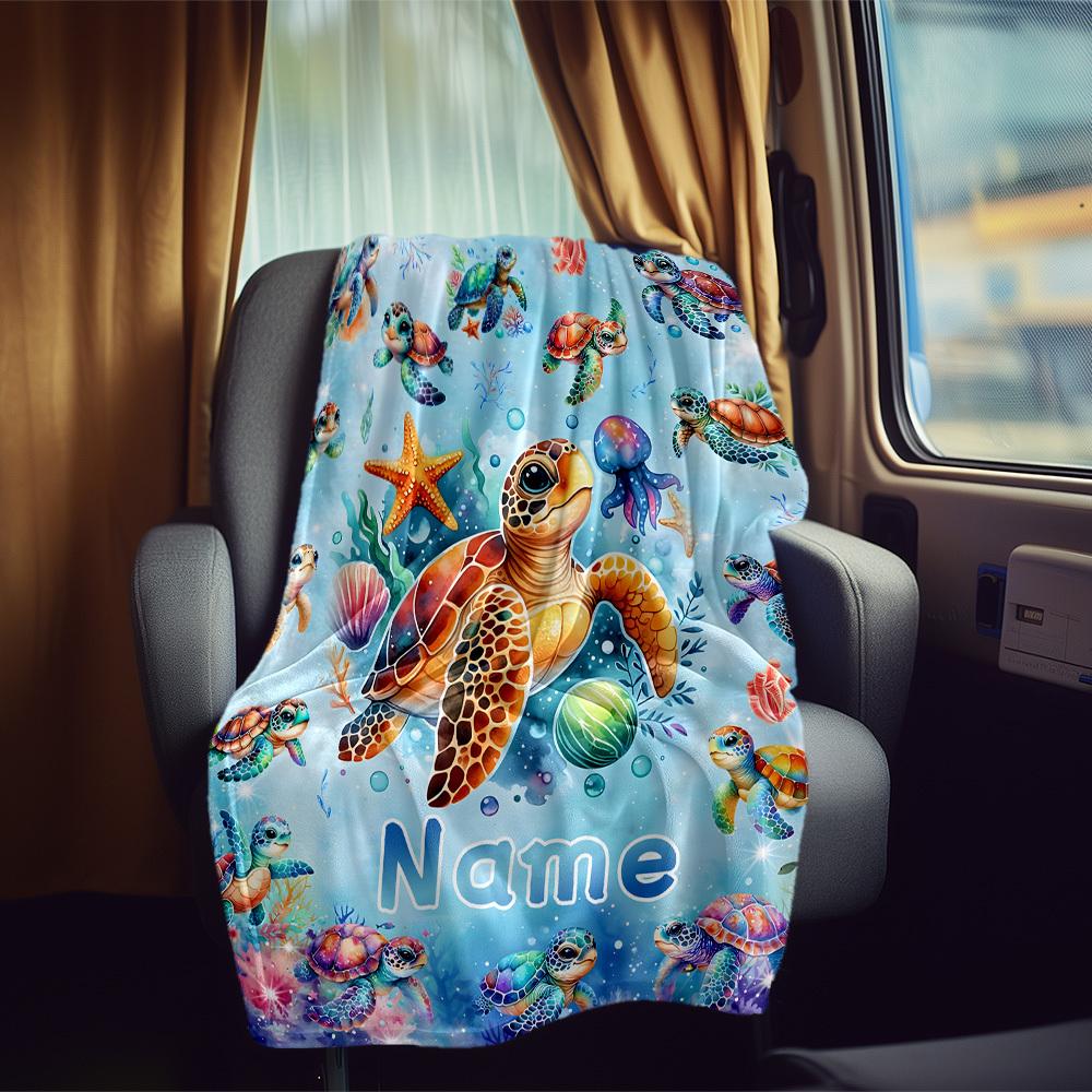Sea Life Customize Your Name Rv Blanket Comfortable Soft Lightweight Allseason Multipurpose Blanket For Travel Camping Picnics Sofas Rvs Beds Living
