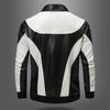 Giacca in Pelle da Uomo Nuova Giacca da Motociclista in PU da Uomo Giacca Colore Abbinato Moda Pelle Uomo Cappotti Sportivi