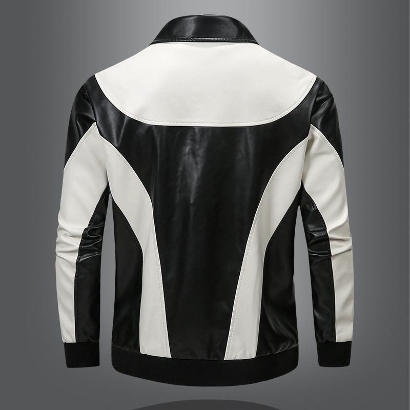 Giacca in Pelle da Uomo Nuova Giacca da Motociclista in PU da Uomo Giacca Colore Abbinato Moda Pelle Uomo Cappotti Sportivi