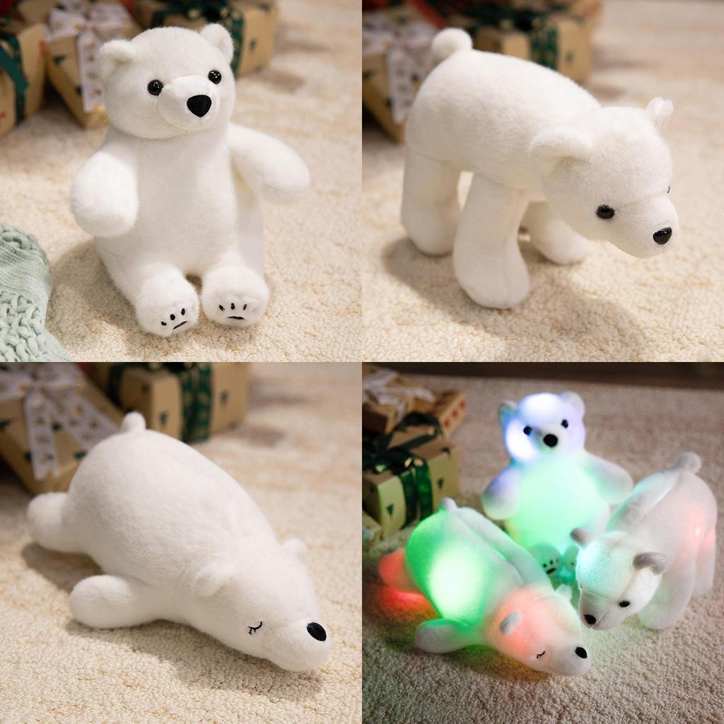 Adorable Led Colorful Glowing Polar Bear Plush Toy Soft Cartoon Animal Doll For Kids
