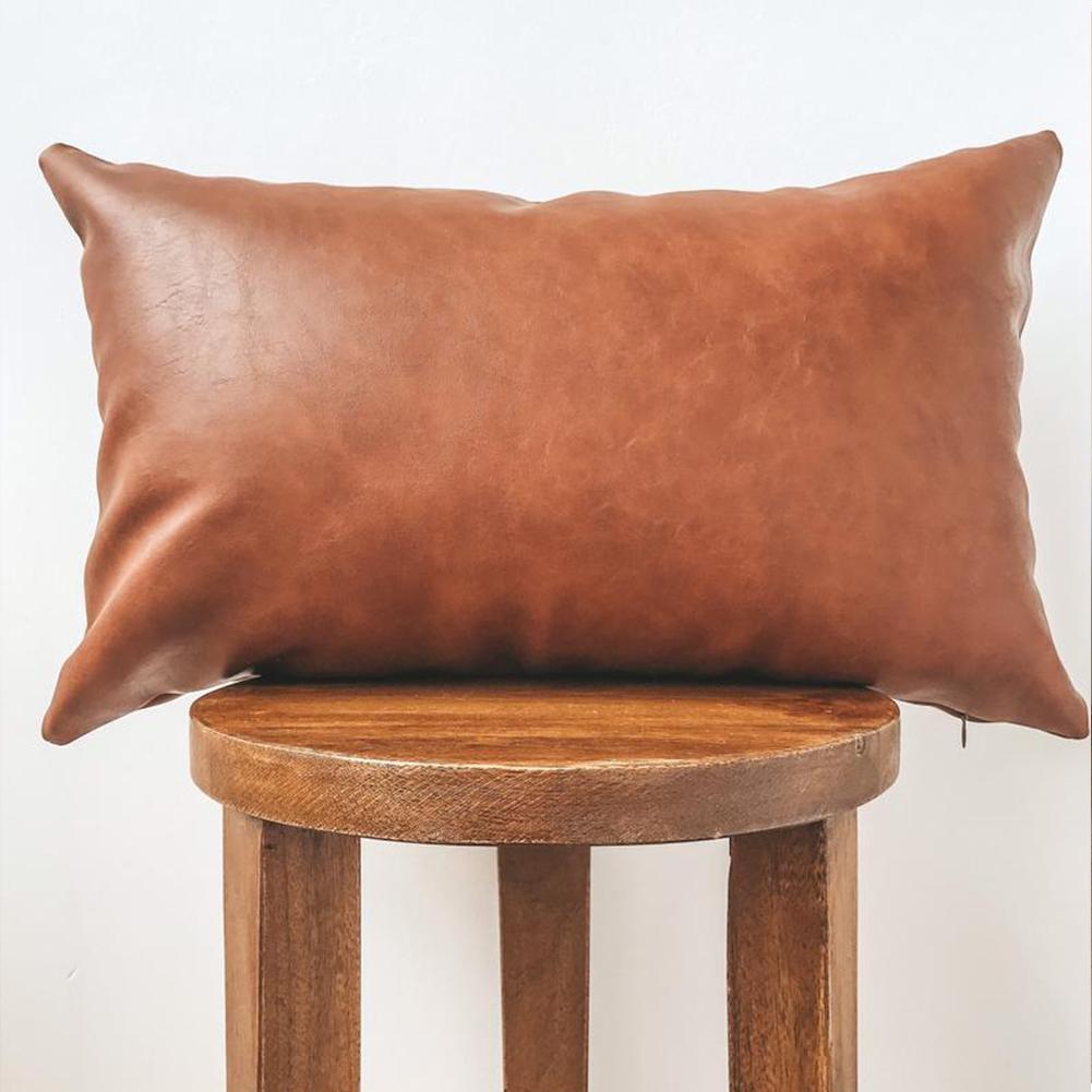 

Bed Cushion Cover Solid Color Leather Modern Simple Style Bedroom Living Room Decoration Car Sofa Pillow Case 45x45cm/30x50cm Brown30x50cm