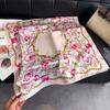 Elegant Flower Simulation Silk Printing Women's Silk Scarf Square Scarf Premium Shawl Sunscreen Neck Scarf Headscarf Scarf