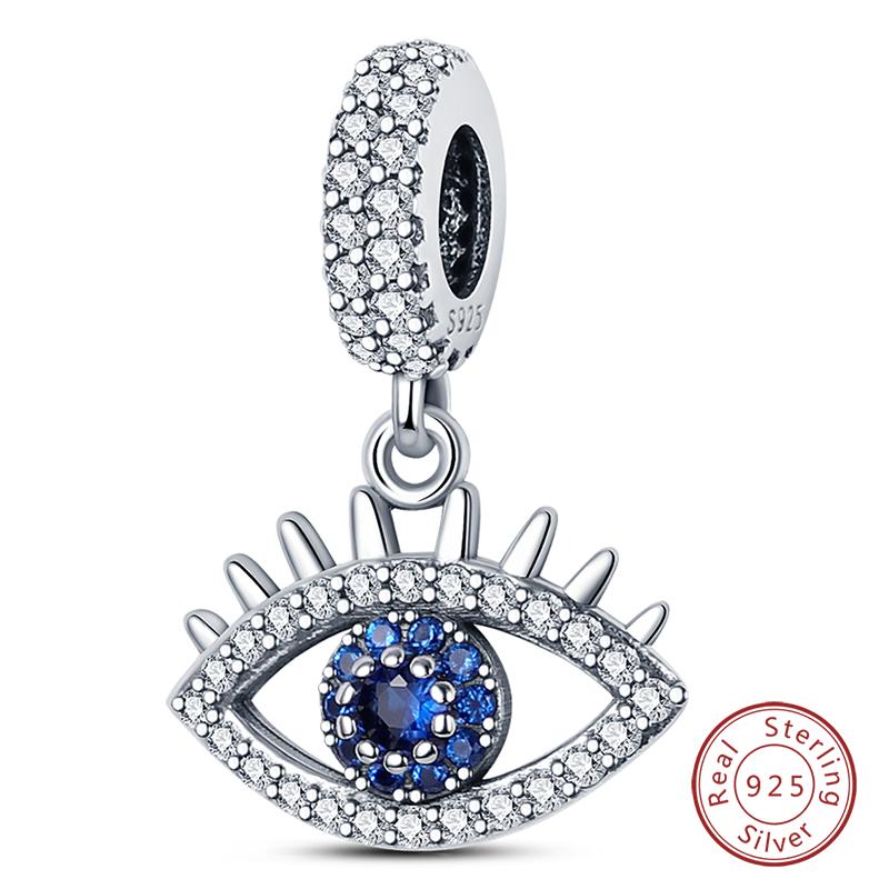Fit 925 Silver Charms Beads Mysterious Devil's Eye Fatima's Hand Pendant Charms For Women Fine DIY Jewelry