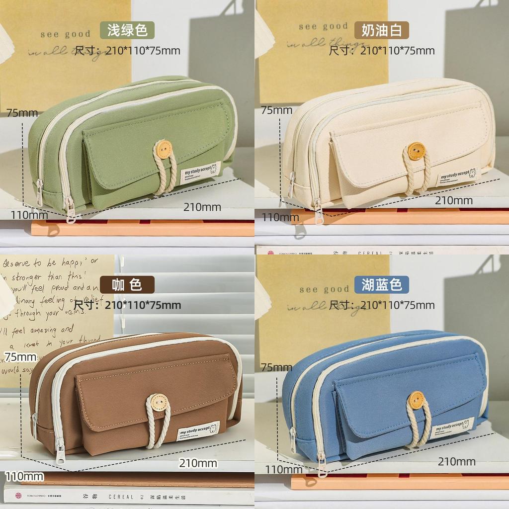 Canvas Pencil Case For Girls With Large Capacity And Simple Design For School And Stationery Storage