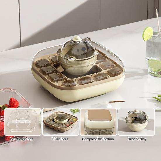 Ice Mold with Lid Easy-Release Touch-Free Ice Hockey Puck Maker for Freezer BPA-Free Stackable Ice Trays for Drinks Coffee Cocktail
