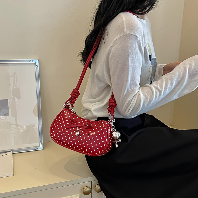 Women's Crossbody Bag, Comes with a Pendant. Crescent-shaped Shoulder Bag, Suitable for Daily Wear, Shopping, and Dates, Sweet and Cool Style.