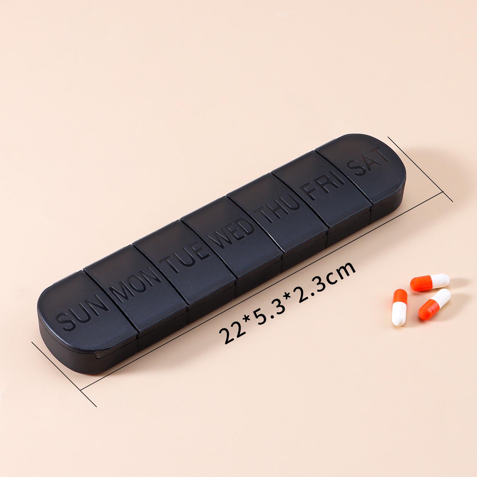 

7-дневный мини-контейнер для хранения лекарств из полипропилена - Портативный и для домашнего использования 22 x 5.3 x 2.3 cm чёрный