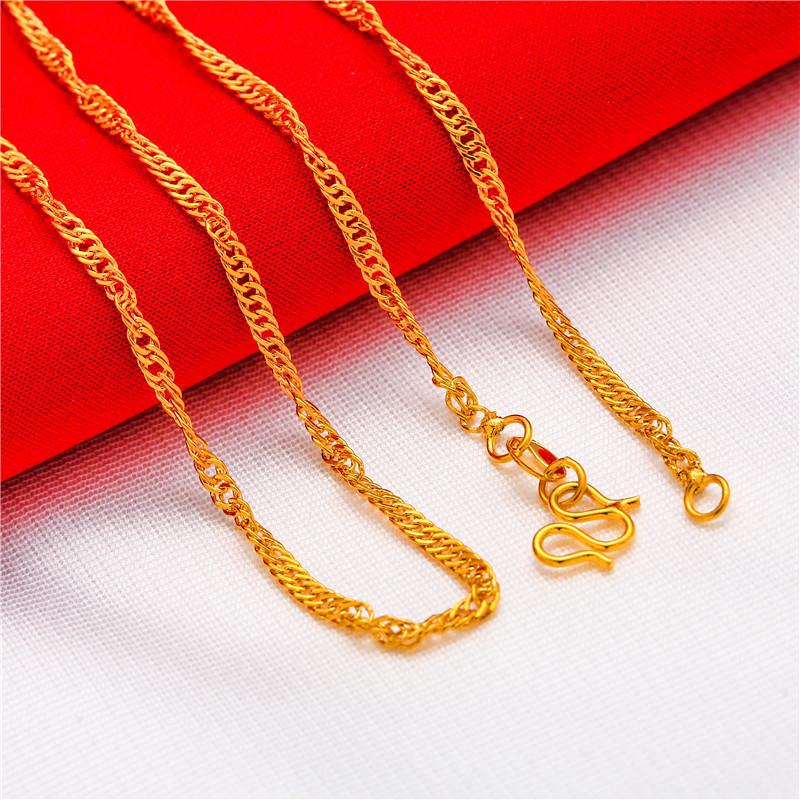 Vietnamese sand gold-plated necklace, women's necklace, water wave necklace, snake bone necklace, box necklace, O-shaped necklace.