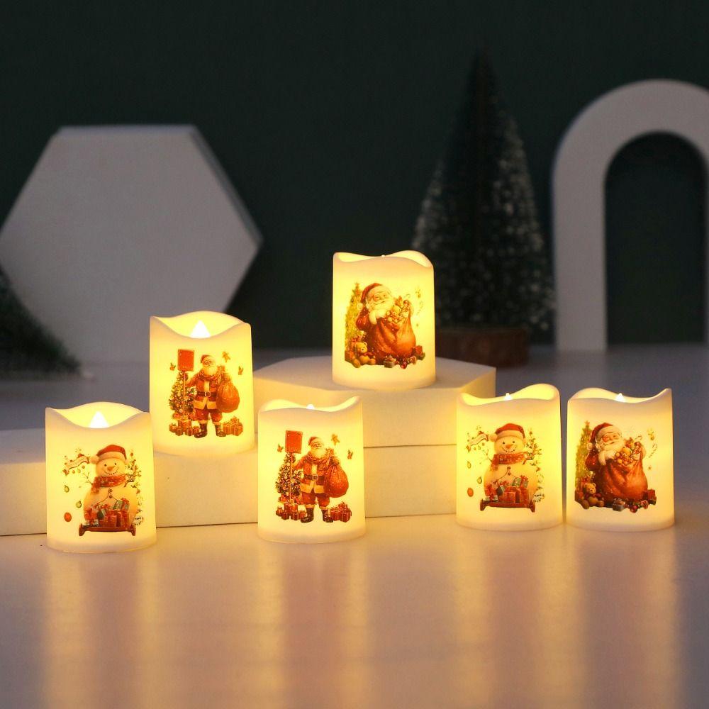 6pcs Christmas Tree Wind Lantern Santa Claus Snowman Merry Christmas Decor  Party Favors