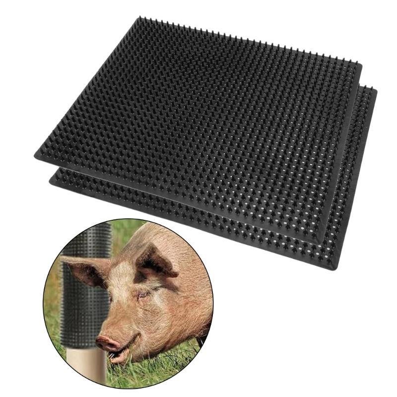 2PCS Livestock Grooming Mats With Mounting Nail Scratching Post Pad For Various Farm Animal Horse Cow Cattle Grooming