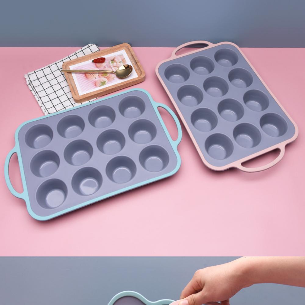 Two-color Nonstick 12 Even Cylindrical Cake Mold Baking Round Silicone Cake Mold Baking Pan Oven