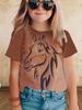 Children's Clothing Girl Clothes Short Sleeve Boys T-Shirt Casual Vintage Horse Print Kids Summer Clothes Girl Tops O-Neck Tee