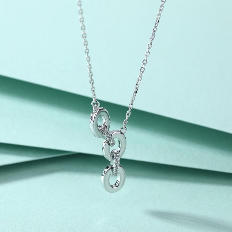 Three-ring Ring Pendant 925 Silver Chain Necklace Female Niche Design Versatile Foreign Trade Personality Sterling Silver Clavicle Chain INS