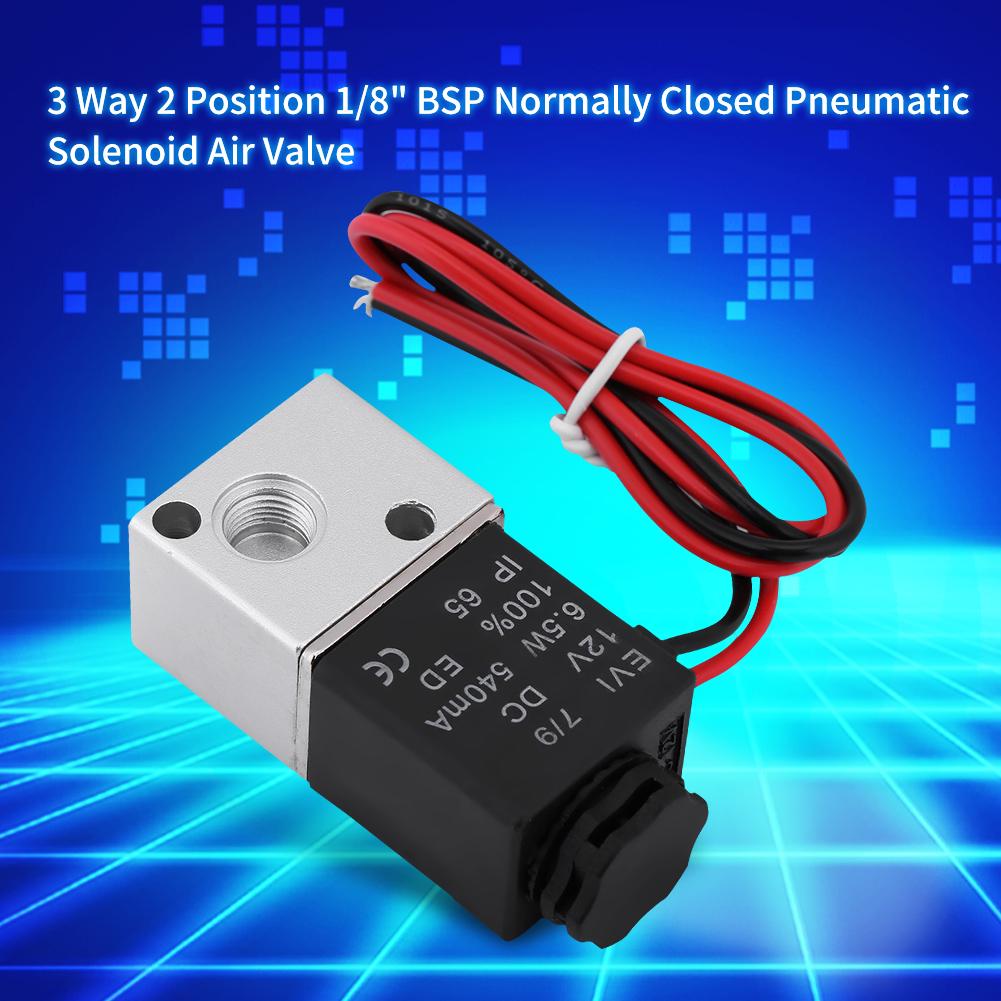 Electric Solenoid Valve,3V1-06 DC 12V//24V 3 Way 2 Position 1//8 BSP Normally Closed Pneumatic Solenoid Air Valve DC12V