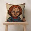 Klassischer Chucky Horrorfilm Kissenbezüge Cartoon Sofa Dekorativ Zuhause Zweiseitiger Druck Kurzer Plüsch Niedlicher Kissenbezug