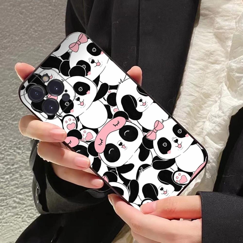 Panda Cute Phone Case For IPhone 16 15 14 11 12 13 Mini Pro XS Max Cover 6 7 8 Plus X Funda Shell