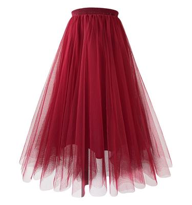 Falda Larga de Tul Plisado para Mujer Tallas Grandes Estilo Princesa Cintura Alta Adelgazante Suave Fresca Línea A Casual Versátil
