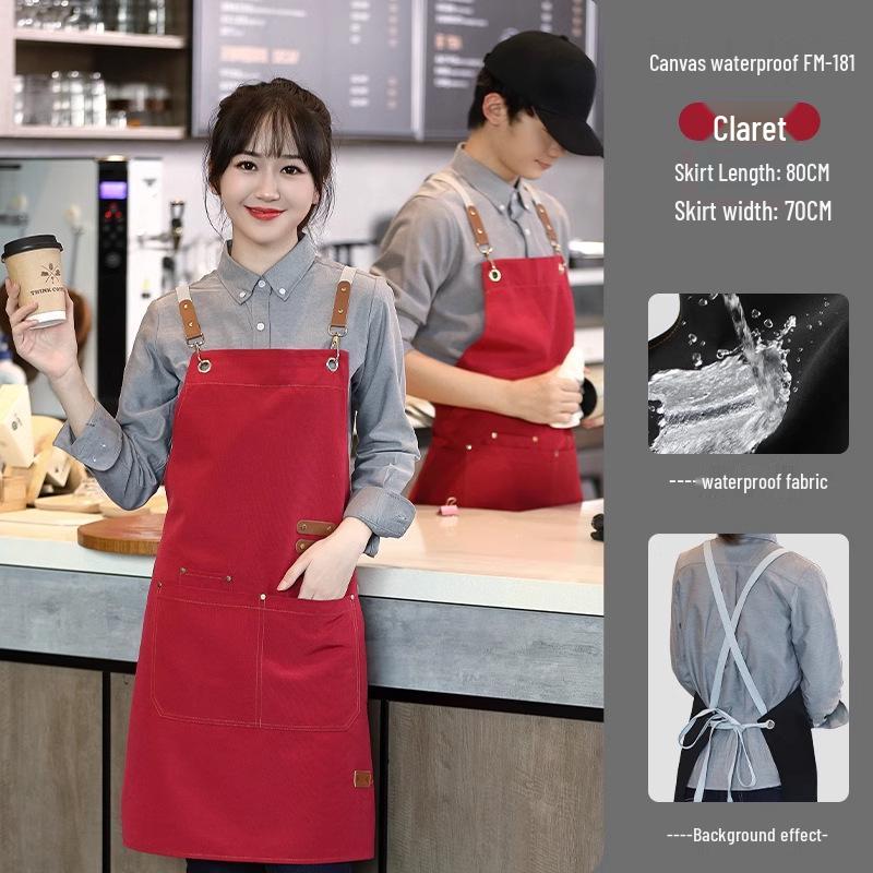

Custom Logo Stain-Resistant Canvas Work Apron: Waterproof, Oilproof, Ideal for Kitchens and Advertising Height 76cm Width 64cm