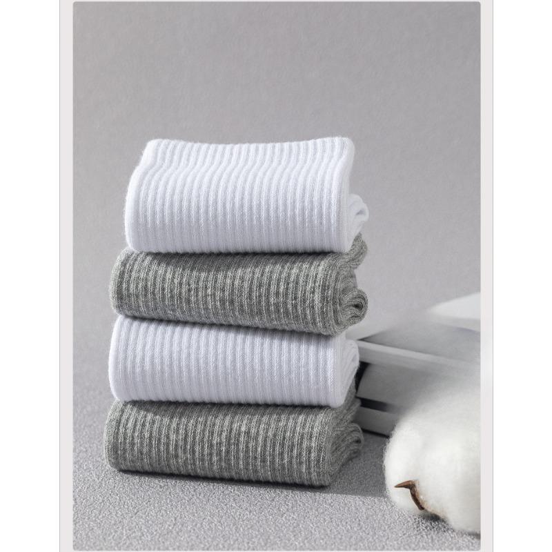 Men's Summer Pure Cotton Anti-odor and Sweat-absorbing Summer Short Socks, Black and White Sports Cotton Socks