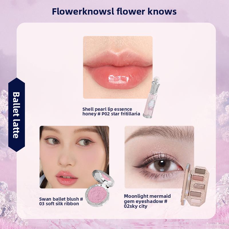 Flowerknows Gift Box Makeup Set Little Angel Full Box Lip Glaze Blusher Shell Jewelry Flower Know Birthday Gift Kit