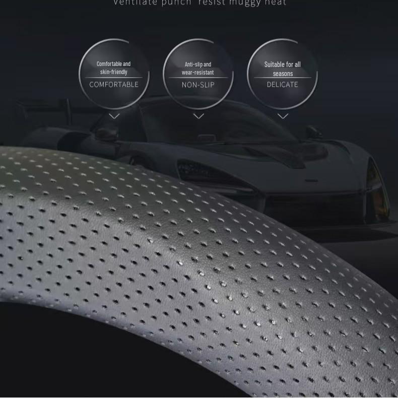 Ford Steering Wheel Cover: Genuine Leather for Edge, Edge-S, Focus, EcoSport, Taurus, Escape, Mondeo - All-Season Use