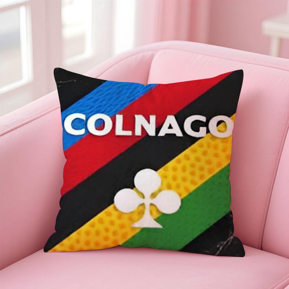 Racing C-ColnagoS Bicycle Logo Cushion Cover Pillowcase Short Plush Invisible zipper Room Sofa Cushion Cover