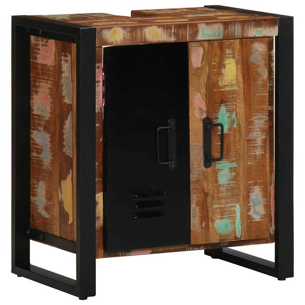 Bathroom Cabinet with Shelf Brown Solid Upcycled Wood