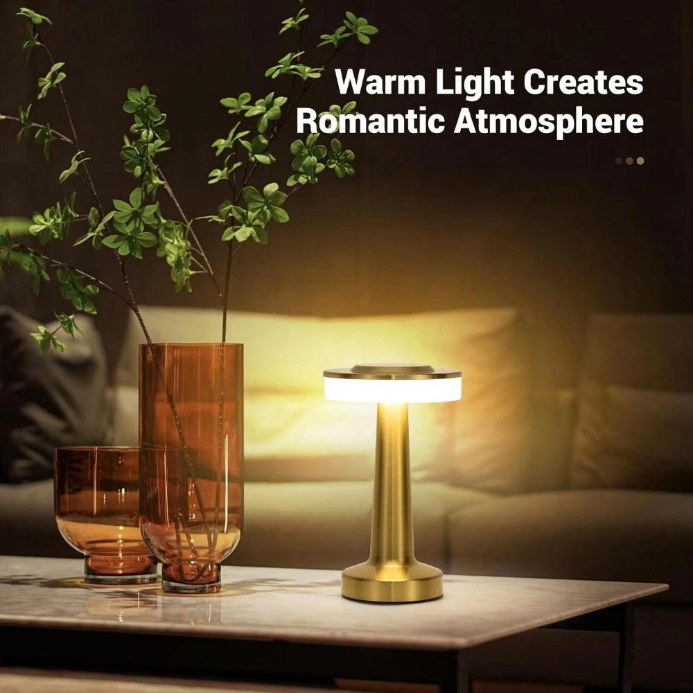 Cordless LED Table Lamp Retro Wireless Reading Lamp Desktop Night Light Bedroom Lighting