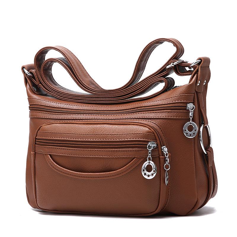 2019 Summer Soft Leather Crossbody Handbag for Middle-Aged Women