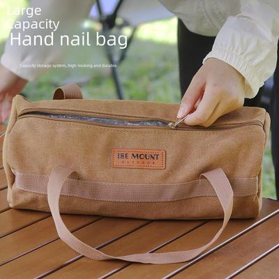 Bolsa cilíndrica para herramientas de camping al aire libre: Almacenamiento portátil para martillos, estacas para tiendas de campaña y cuerdas de viento