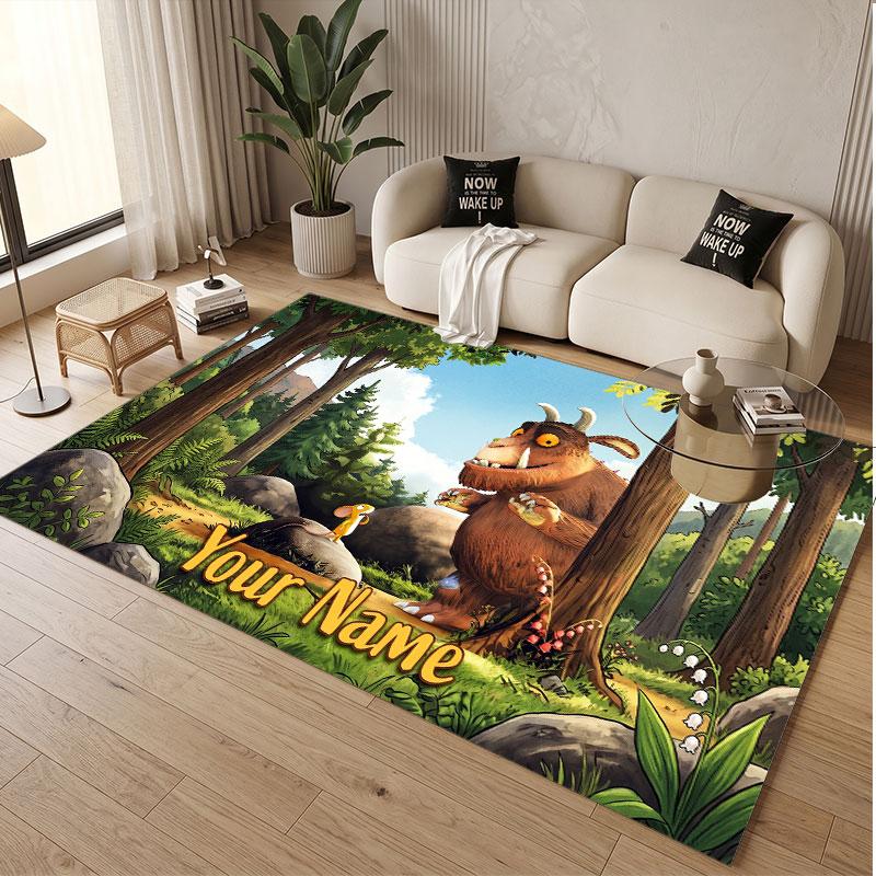 Tappeto in Cristallo Velluto con Testo Nome Personalizzato, Il Gruffalo Morbido Peluche Decorativo Antiscivolo Tappeto per Pavimento