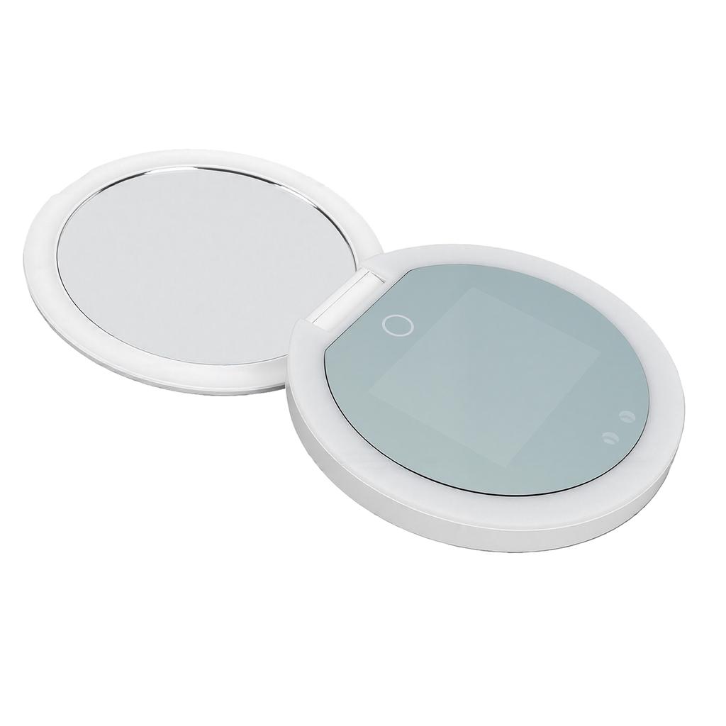 Sunscreen Test Camera Mirror 2X Magnifying Sunscreen Camera Portable Makeup Mirror with LED Light for Travel Skin