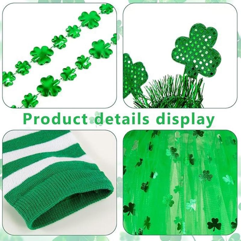 Saint Patrick Costume Shamrock Eyeglasses Headband Tutus Skirt Irish Festival Costume Accessories Saint Patrick Day Outfits