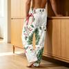 Herren Corduroy Schlafanzughose mit Aufdruck und Taschen, Lässige Schlafhose