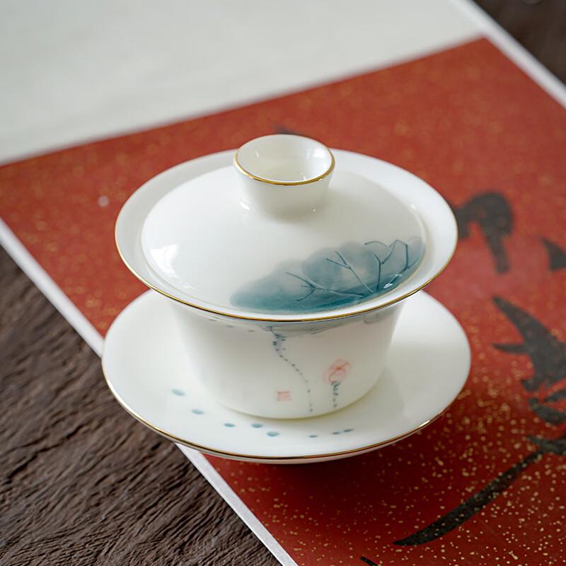 Shangqi Hand-painted Lotus Gaiwan Teacup