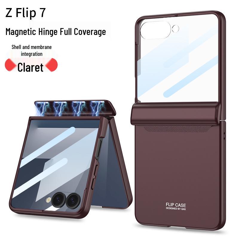 Samsung ZFlip7 Case: Ultra-Thin Foldable Screen Protector with Magnetic Adsorption - Full Coverage, Hard Shell Design.
