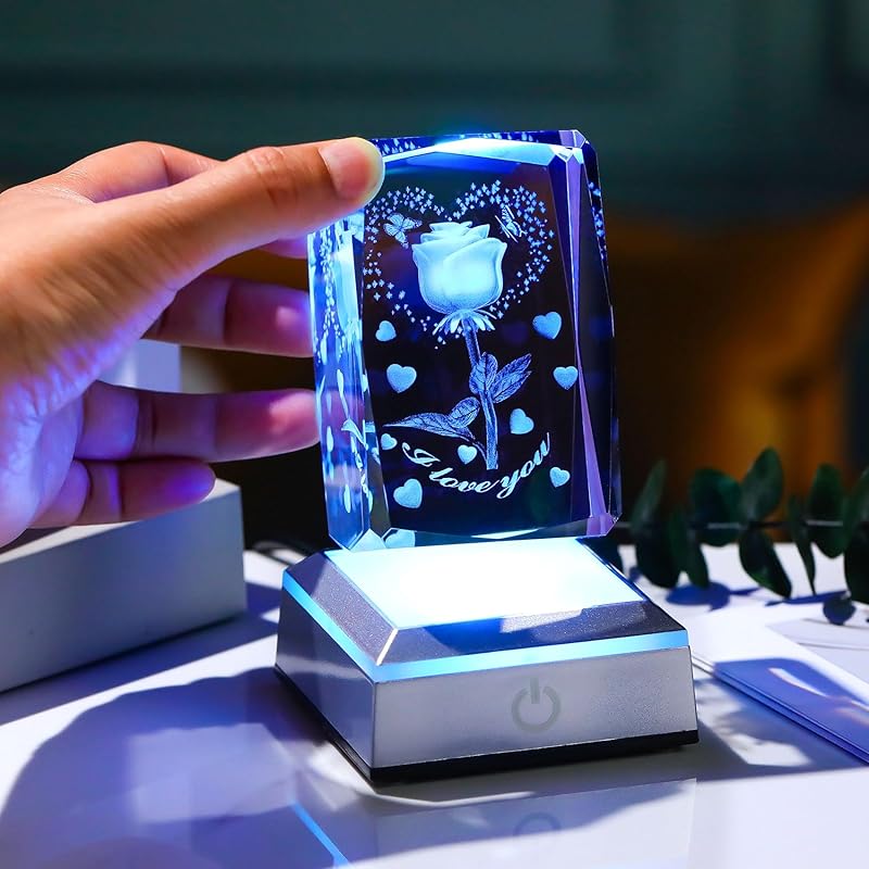 kertari anniversary present she Healing goods woman Popular [Genuine] K9 Crystal rose artificial flowers light birthday mother's day retirement gift