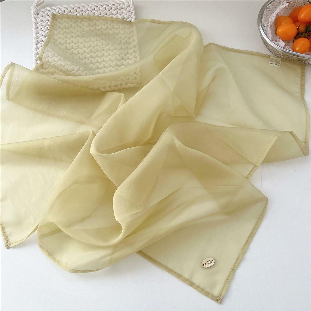 Transparent Cotton Linen Scarves Solid Color Square Handkerchief Pure Color Silk Scarf Female