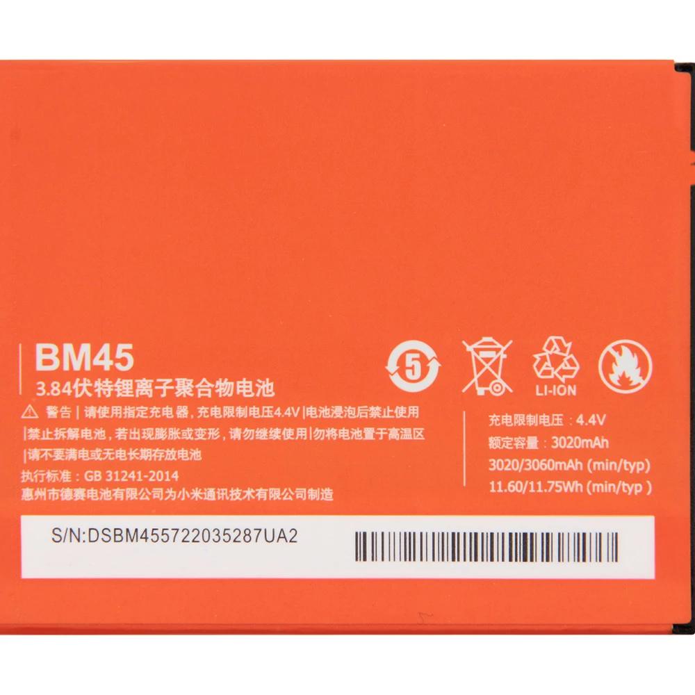 Original High Quality BM45 Battery For Xiaomi Redmi Note 2 Mi Note2 3020mAh