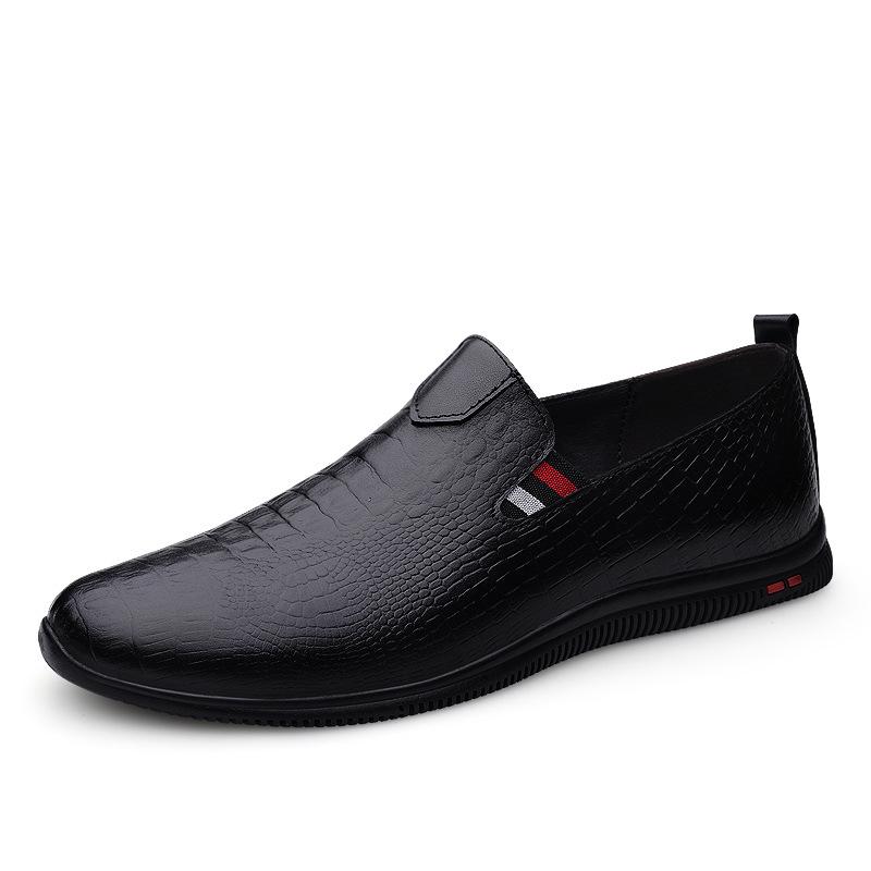 Men s Genuine Leather Slip-On Casual Driving Shoes, Large Size, Soft Sole 43