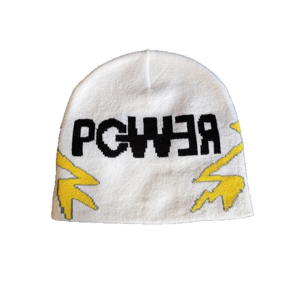Solid Color Letter Pgwer Trendy Pattern Knitted Hat Wind Protection Teens For