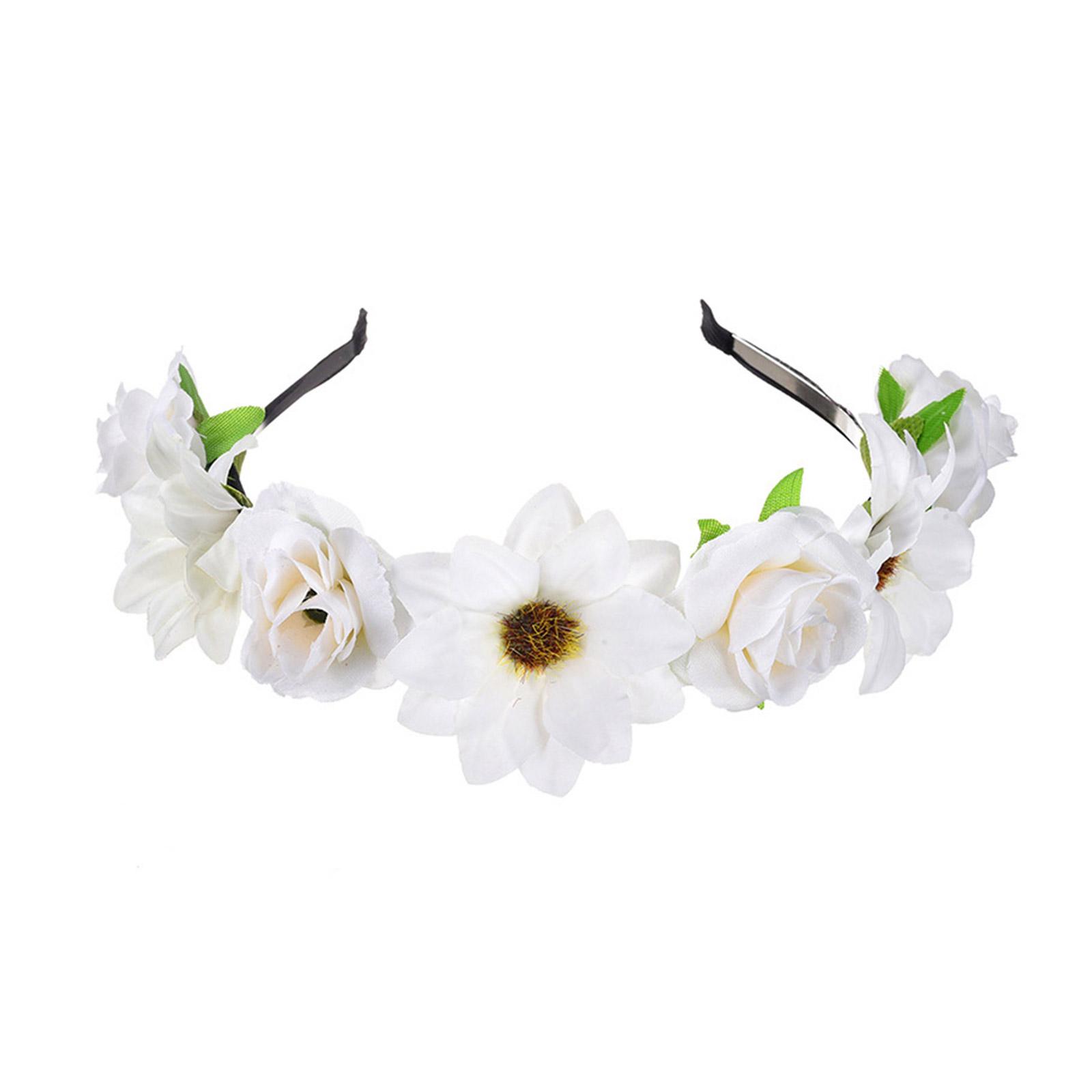 

Повязка на голову с подсолнухами, цветы, обруч для волос для женщин и девочек, гирлянда, аксессуары для волос для фотосессий, музыкальный фестиваль белый