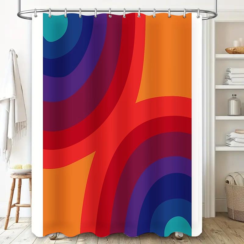 Bathroom Shower Curtain Modern Abstract Wave Pattern Waterproof Fabric Decor Liner