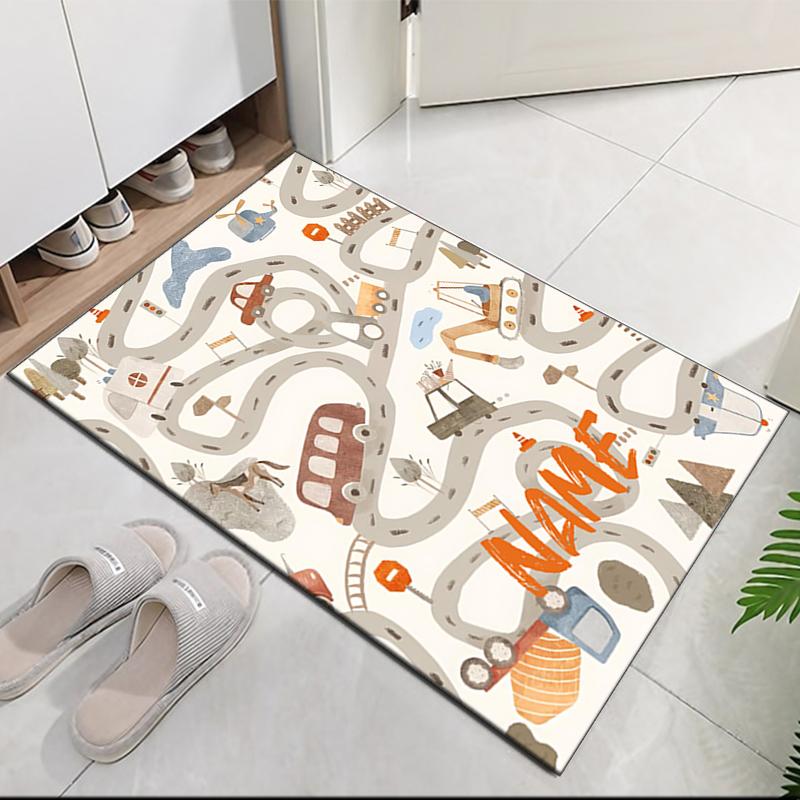 Custom Name Excavator Printed Carpet, for Office Chair Living Room Bedroom Kitchen Room Decor Gifts.