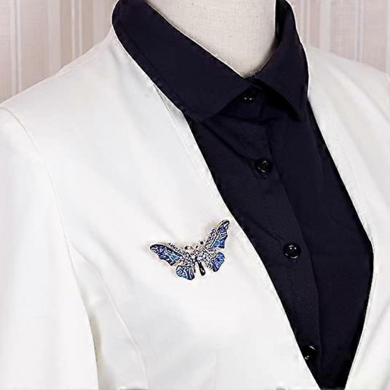 Butterfly Brooch Pins Women Enamel Insect Pin Lapel Pin (Blue)